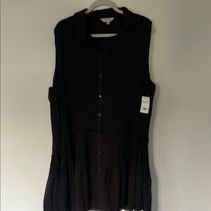 Black Sleeveless Pleated Dress